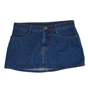 Los Angeles Apparel Denim Micro Mini Skirt Style RDNW30 in Dark Wash